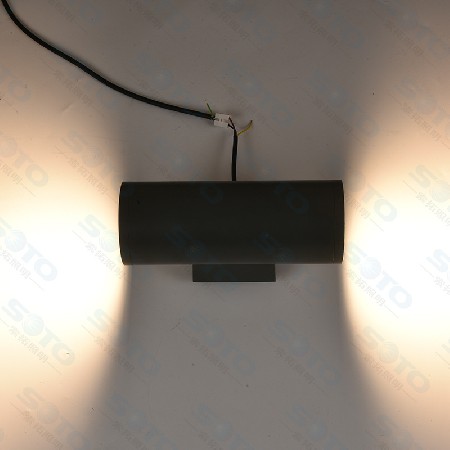 LED双头壁灯 小区别墅庭院外墙铝制圆形户外防水上下发光双向壁灯